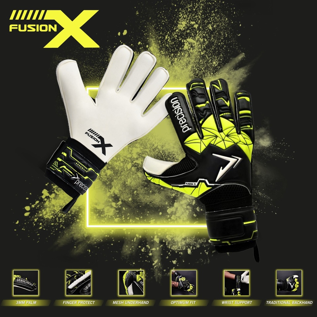 Precision Junior Fusion X Flat Cut Finger Protect GK Gloves