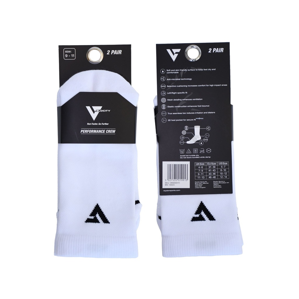 Velocity Performance Crew Socks Adult (2 Pairs)