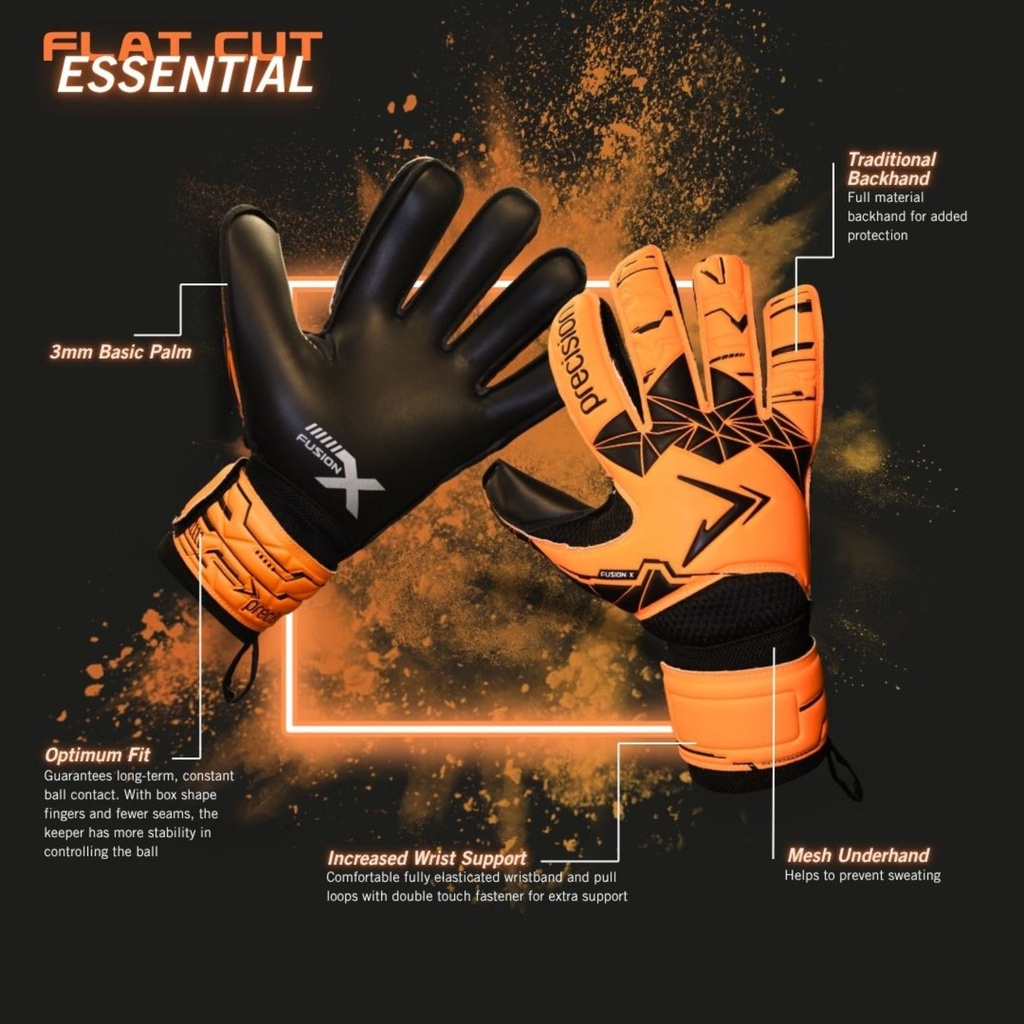 Precision Fusion X Flat Cut Essential Goalkeeper  Gloves