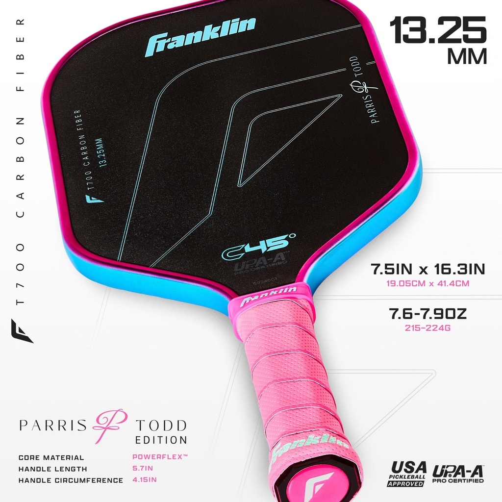 Franklin C45° Carbon Parris Todd Series Pickleball Paddle