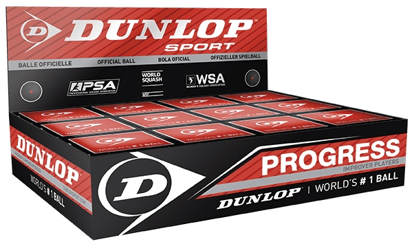 Dunlop Progress Squash Balls - Single Red Dot - (1 Ball Box of 12)