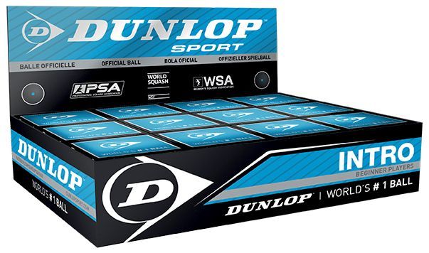 Dunlop Intro Squash Balls - Single Blue Dot - (1 Ball Box of 12)