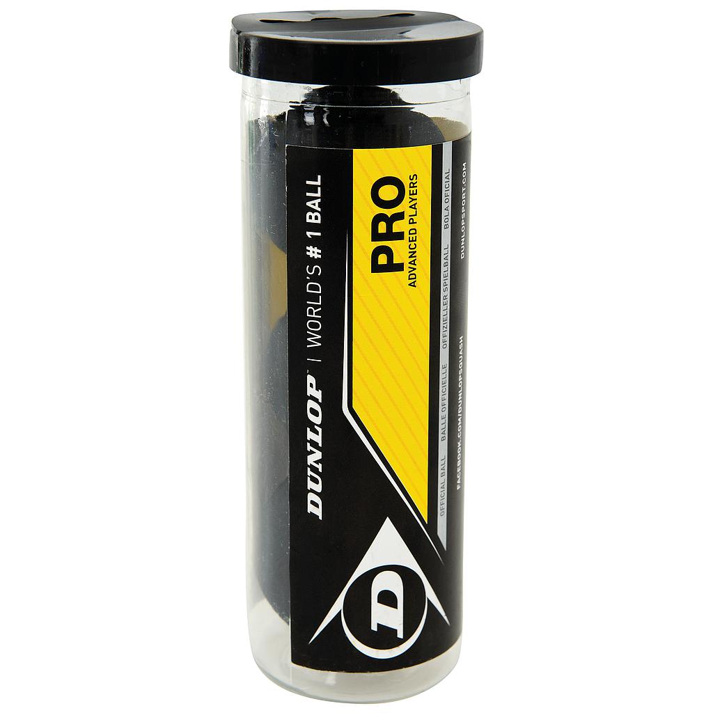 Dunlop Pro Squash Balls - Double Yellow Dot - (3 Ball Tube)