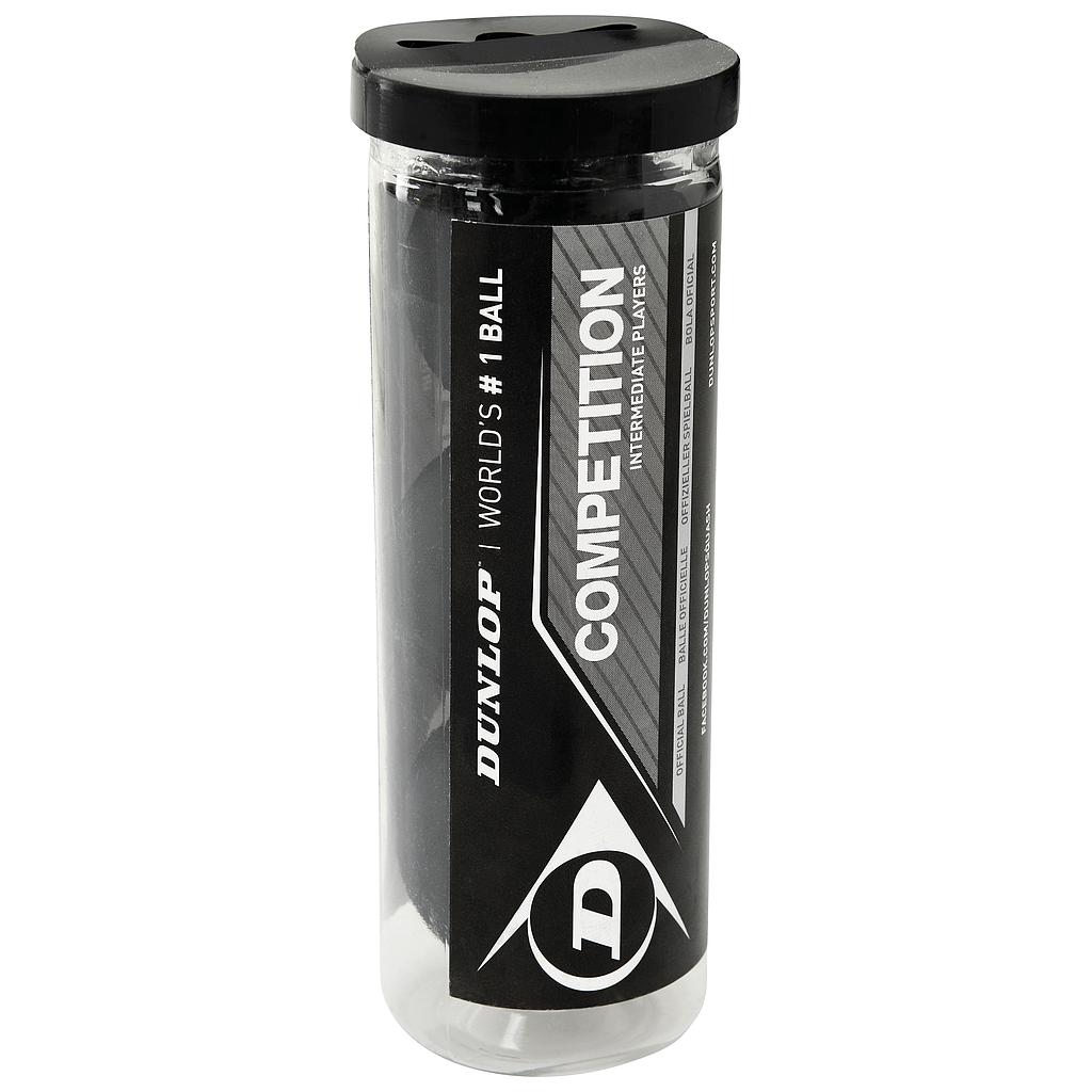 Dunlop Competition Squash Balls - Single Yellow Dot - (3 Ball Tube)