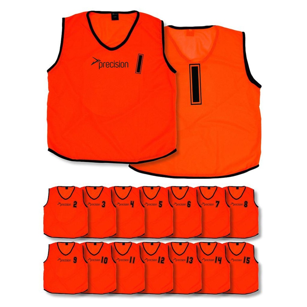 (Pack of 15) Precision Mesh Numbered 1 - 15 Training Bibs (Youths, Adult)